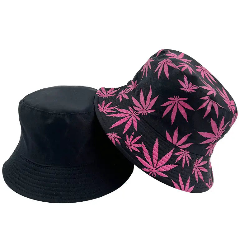 Weed Leaf Print Bucket Hats