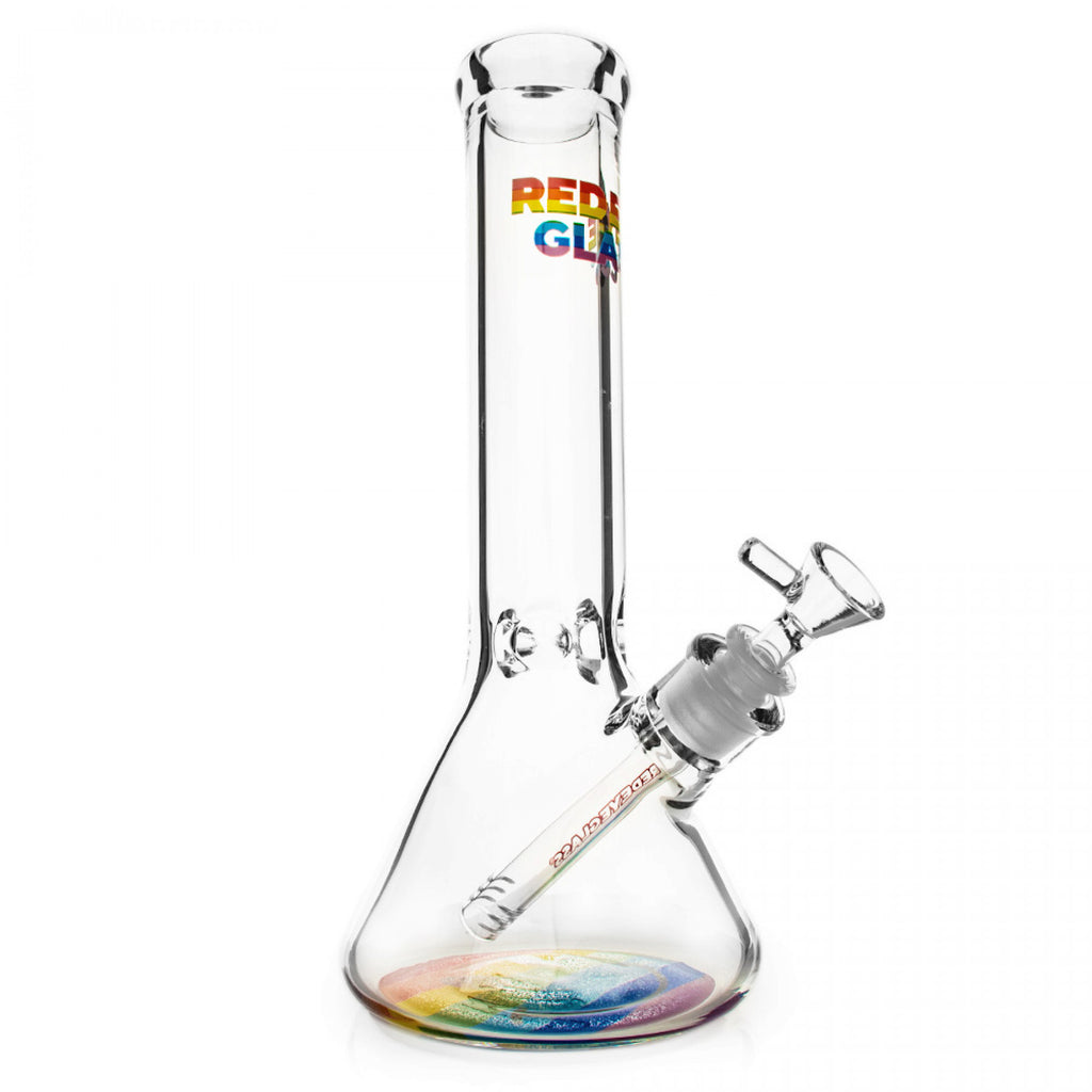 RED EYE GLASS® 12" 7mm Thick Happy Pride Beaker Base Water Pipe