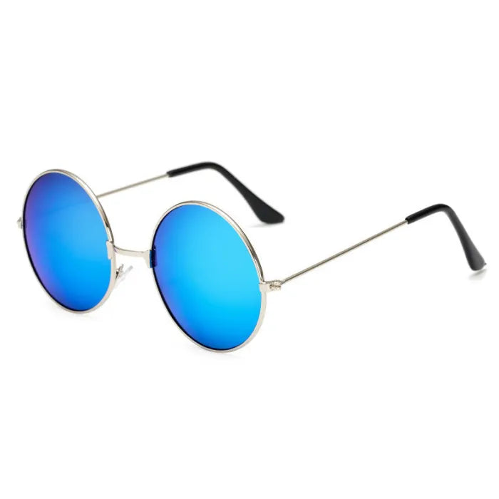 Classic Retro Mirrored Round Metal Sunglasses