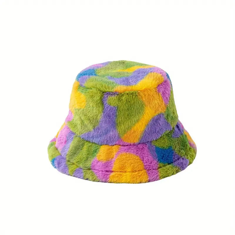Tie Dye Print Fuzzy Bucket Hat