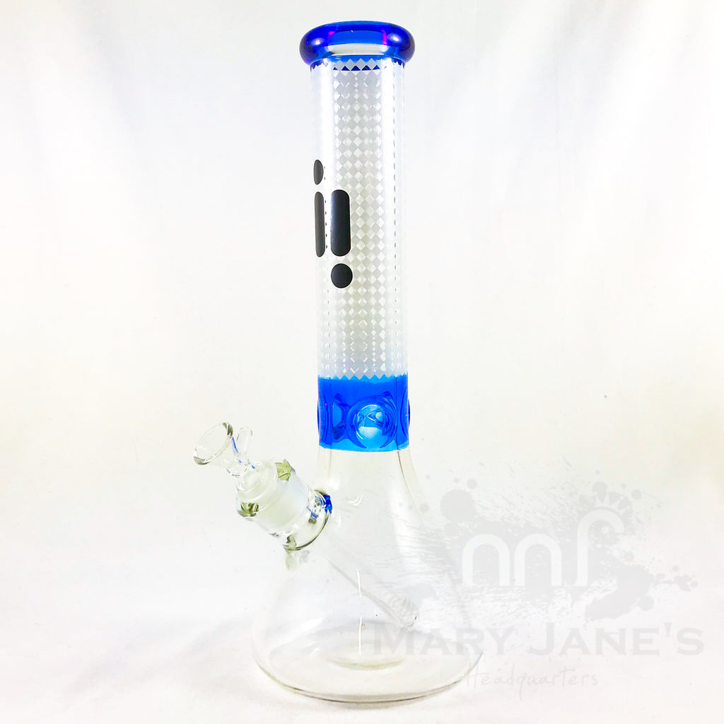 Infyniti 14" 7mm Frosted Beaker W/ Textured Neck blue