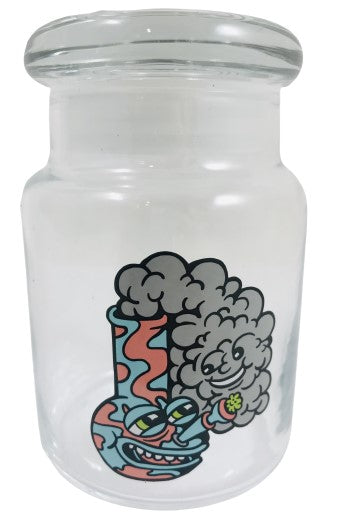 420 Science Clear Glass Pop-Top Jar - Happy Bong Jar