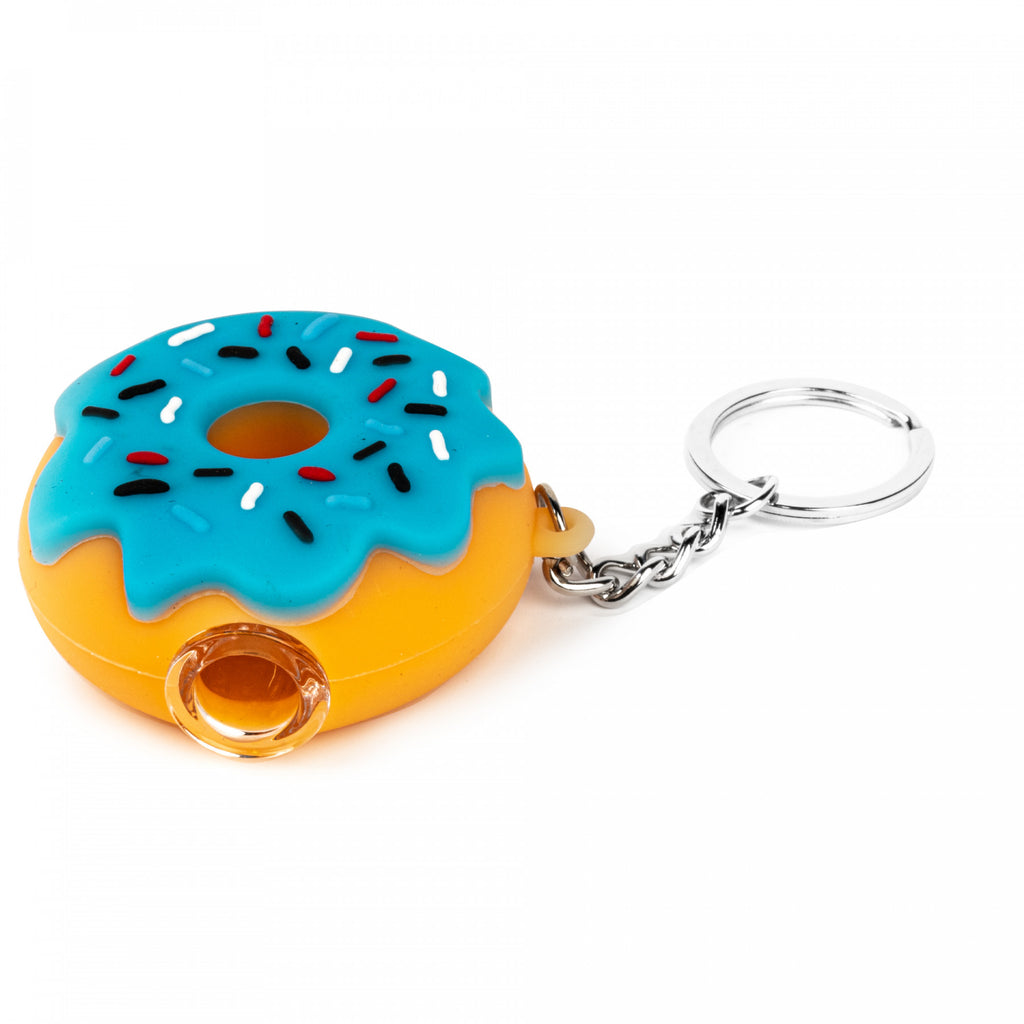 Lit Silicone 2.25" Donut Hand Pipe W/ Glass Bowl & Keychain - blue