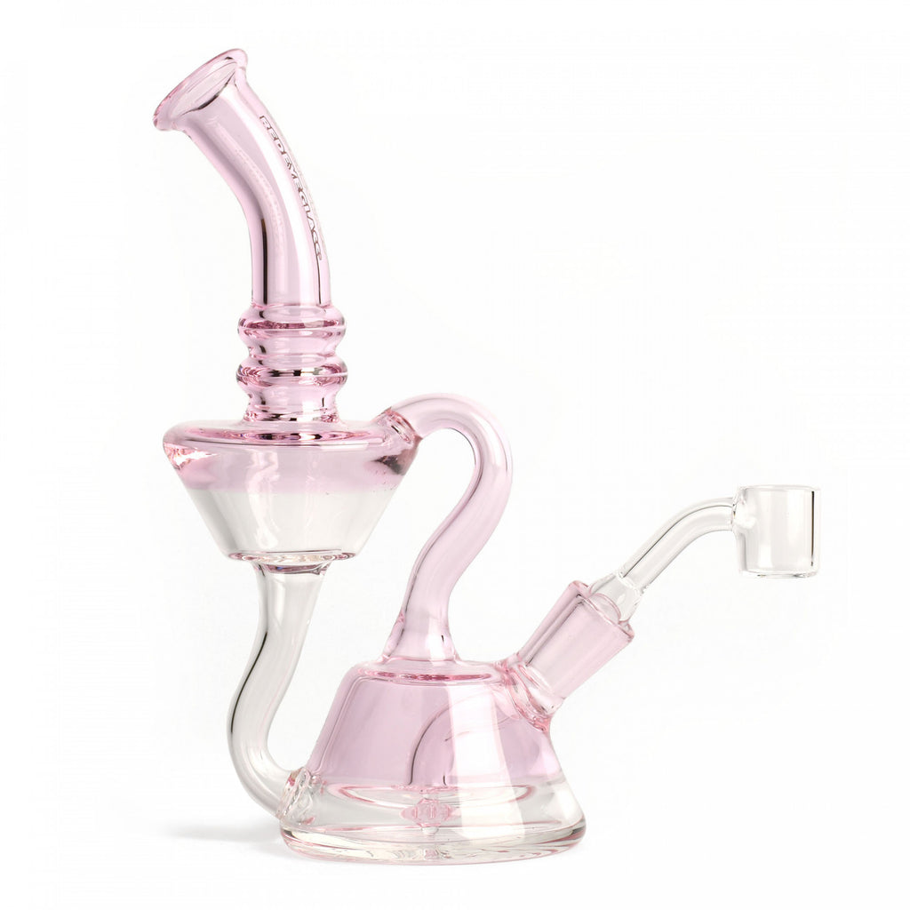 Pink Dab Rig - Red Eye Glass 7.5" Waterton Recycler  -