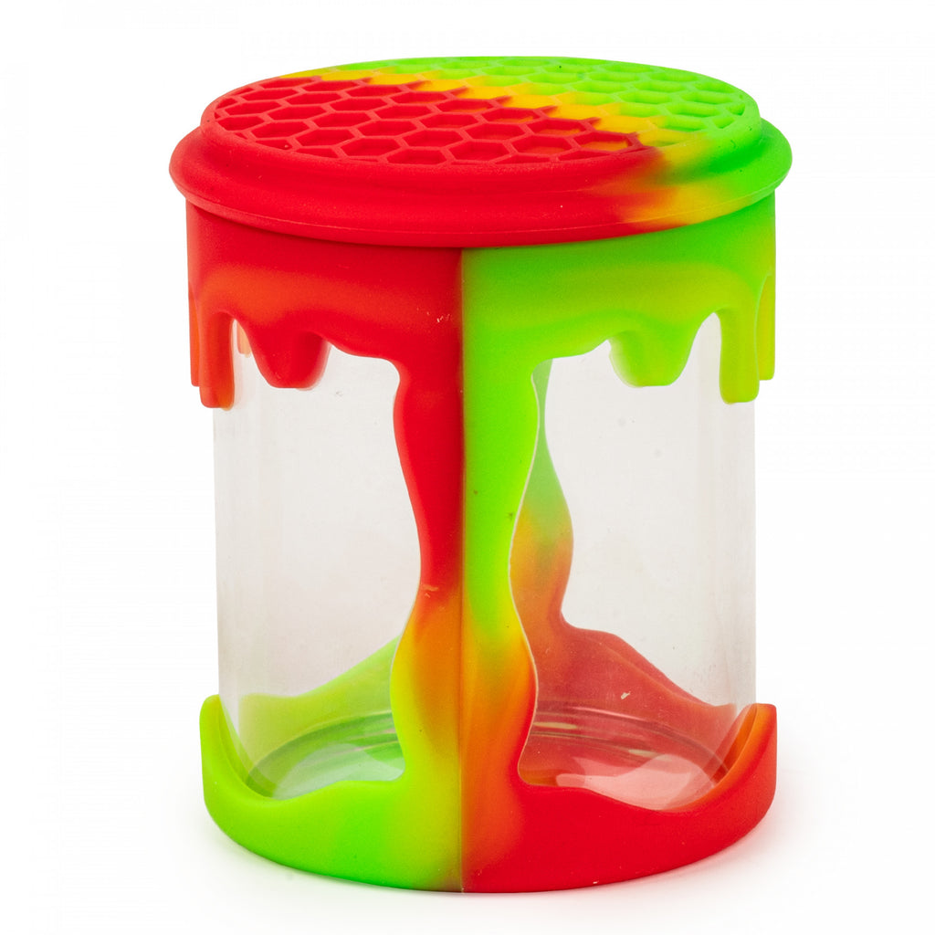 LIT 2.75" Tall Silicone Glow-in-the-Dark Jar with Honeycomb Pattern