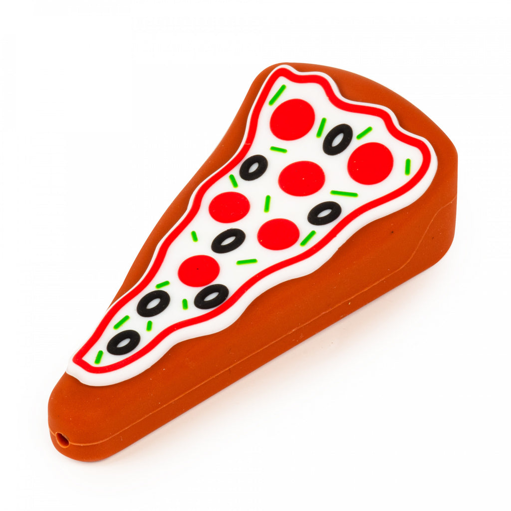 LIT Silicone 4" Pizza Hand Pipe with Glass Bowl - Brown