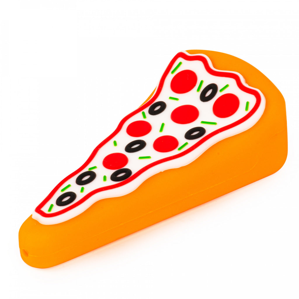 LIT Silicone 4" Pizza Hand Pipe with Glass Bowl - Orange