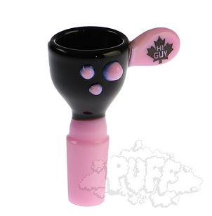 Hi Guy 14mm Funnel Bowls With Handle - Black/ Milk Pink