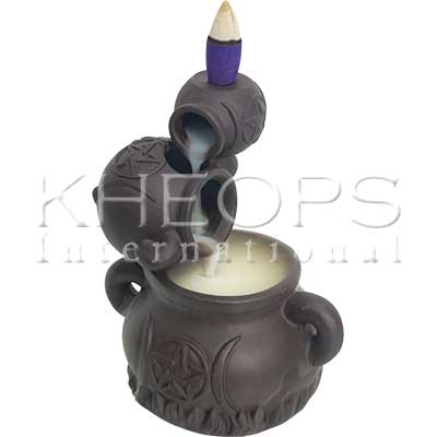 5" Ceramic Triple Cauldrons Backflow Incense Holder