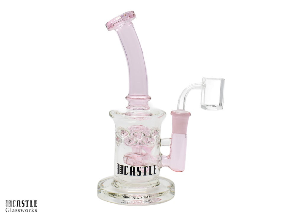 Castle Glassworks 11" Swiss Bulb Dab Rig - Pink