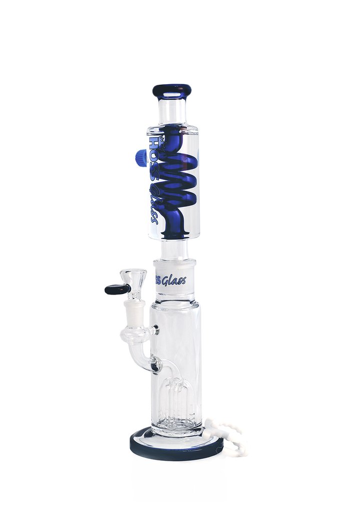 Hoss Glass Build-a-Bong Multi Arm Base with Small Coil Top - Blue