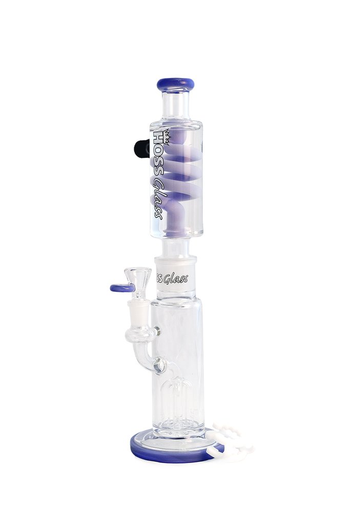 Hoss Glass Build-a-Bong Multi Arm Base with Small Coil Top - Milk Purple