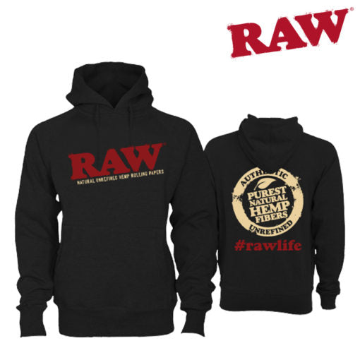 Raw Hoodie front and back black color