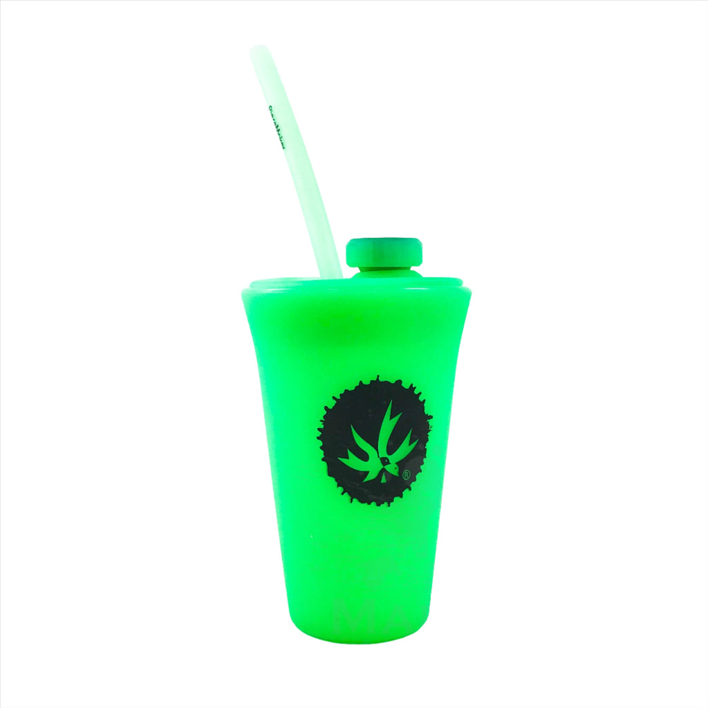Piece Maker - Kommuter with Silipint - Silicone Drink Cup Topper w/ Cup Glow-In-The-Dark-Green