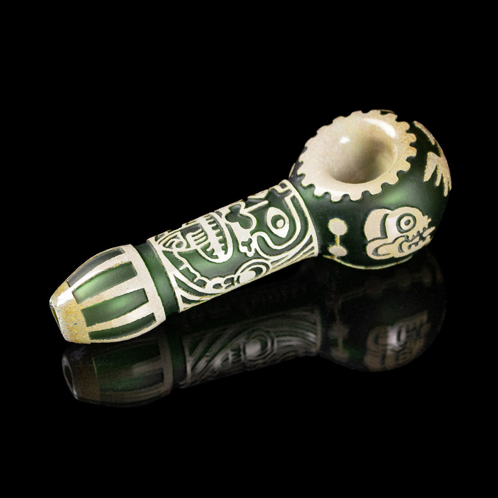 Milkyway Glass 4.5" Long Colored Mayan Face Handpipe