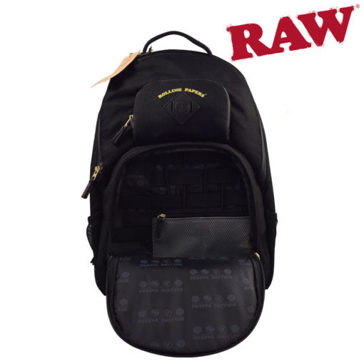 Raw Backpack/Bakepack black open pocket