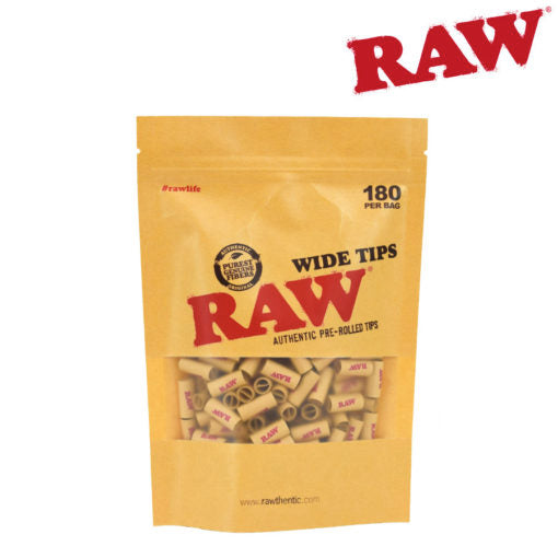 Raw Pre-Rolled Wide Unbleached Tips Bag of 180