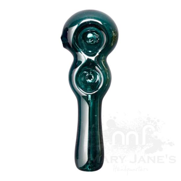 Red Eye Glass 4.5" Long Twice Baked Hand Pipe-Teal