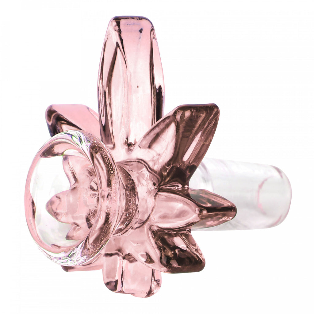 Red Eye Glass 14mm Big Leaf Pull-Out Bong Bowl Pink