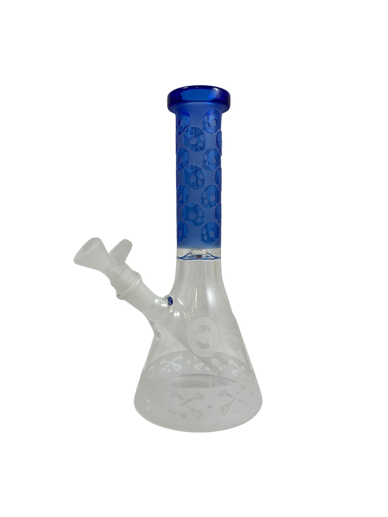 Cheech Glass 10" Tall Sandblast Beaker Bongs - Blue