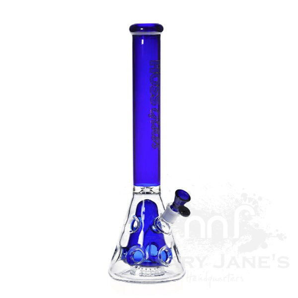 Hoss Glass 18" Holey Beaker Bong with Colored Top and Inner Section - Blue