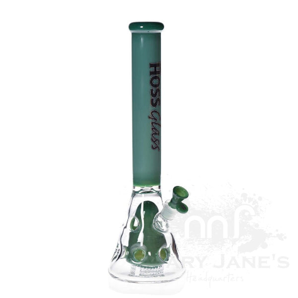 Hoss Glass 18" Holey Beaker Bong with Colored Top and Inner Section - Green