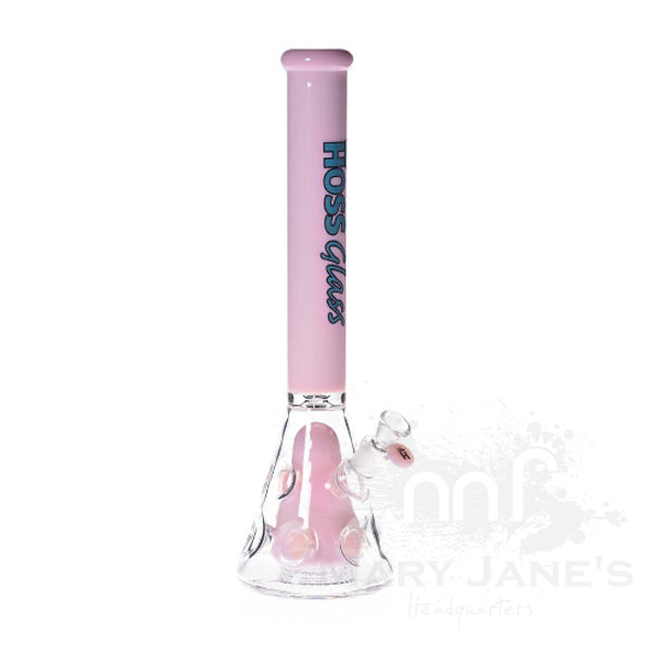 Hoss Glass 18" Holey Beaker Bong with Colored Top and Inner Section - Pink