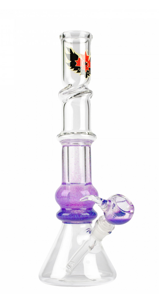 Sparkle Liquid Bong Purple With Twist Ice Catcher Red Eye Glass 14"