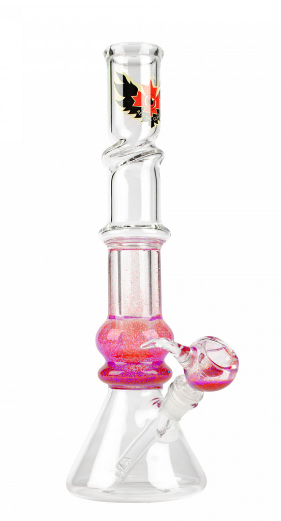 Sparkle Liquid Bong Red With Twist Ice Catcher Red Eye Glass 14"