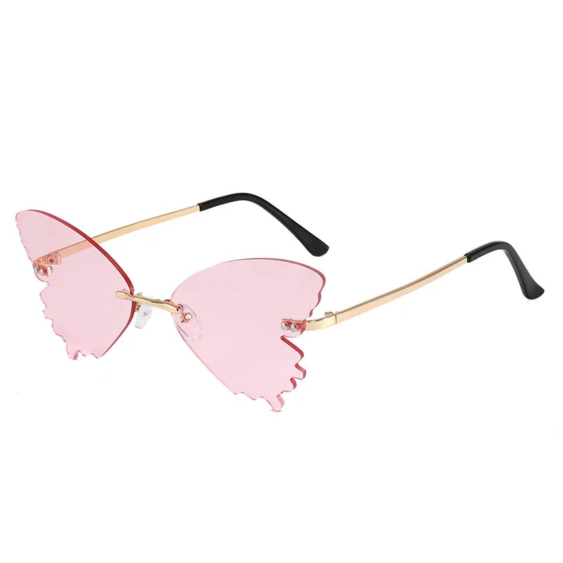 Ladies Rimless Butterfly Sunglasses