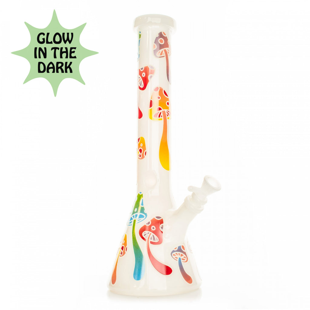 Red Eye Glass 15" Glow-in-the-Dark Mushroom Magic Beaker Bong