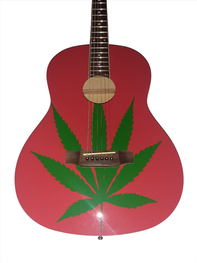 Hand Painted Cannabis Leaf Acoustic Guitar