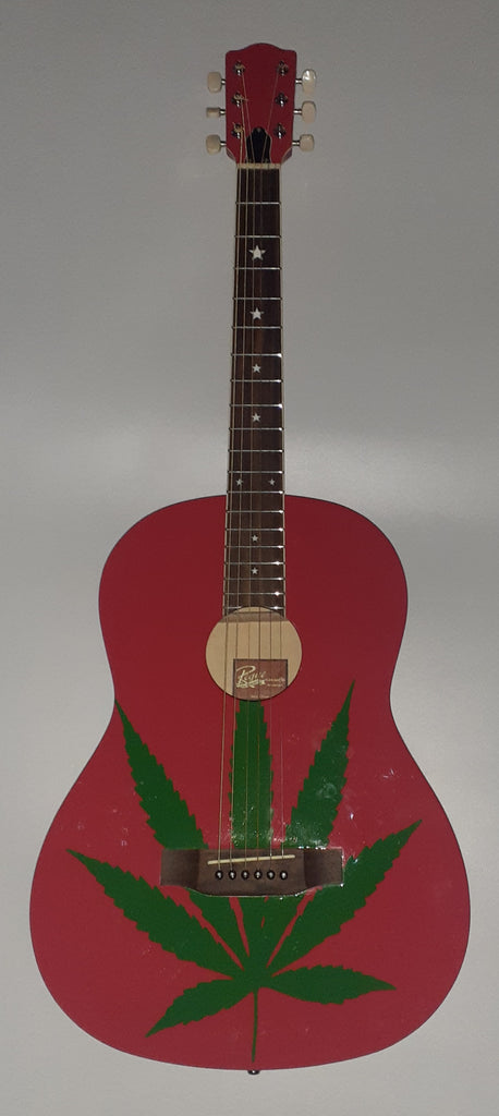 Hand Painted Cannabis Leaf Acoustic Guitar