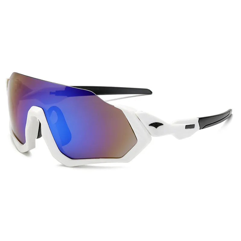 Half Frame Oversized Mirrored Outdoor Sports Cycling Sunglasses