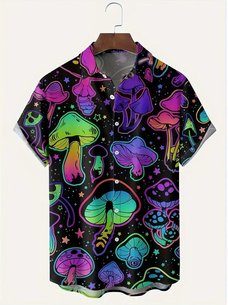 Rave Men's Psychedelic Mushroom Button Up