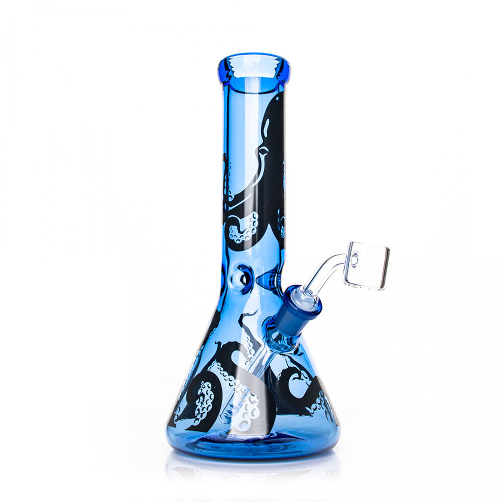 Red Eye Glass 8.5" Sapphire Blue Octopus Beaker Base Concentrate Rig