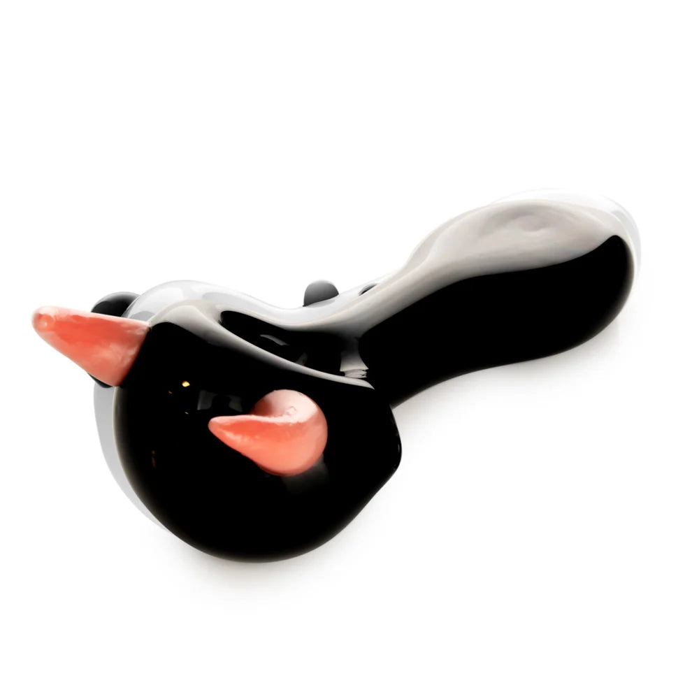 Pink Redeye Glass Horn Hand Pipe W/Flat Mouthpiece