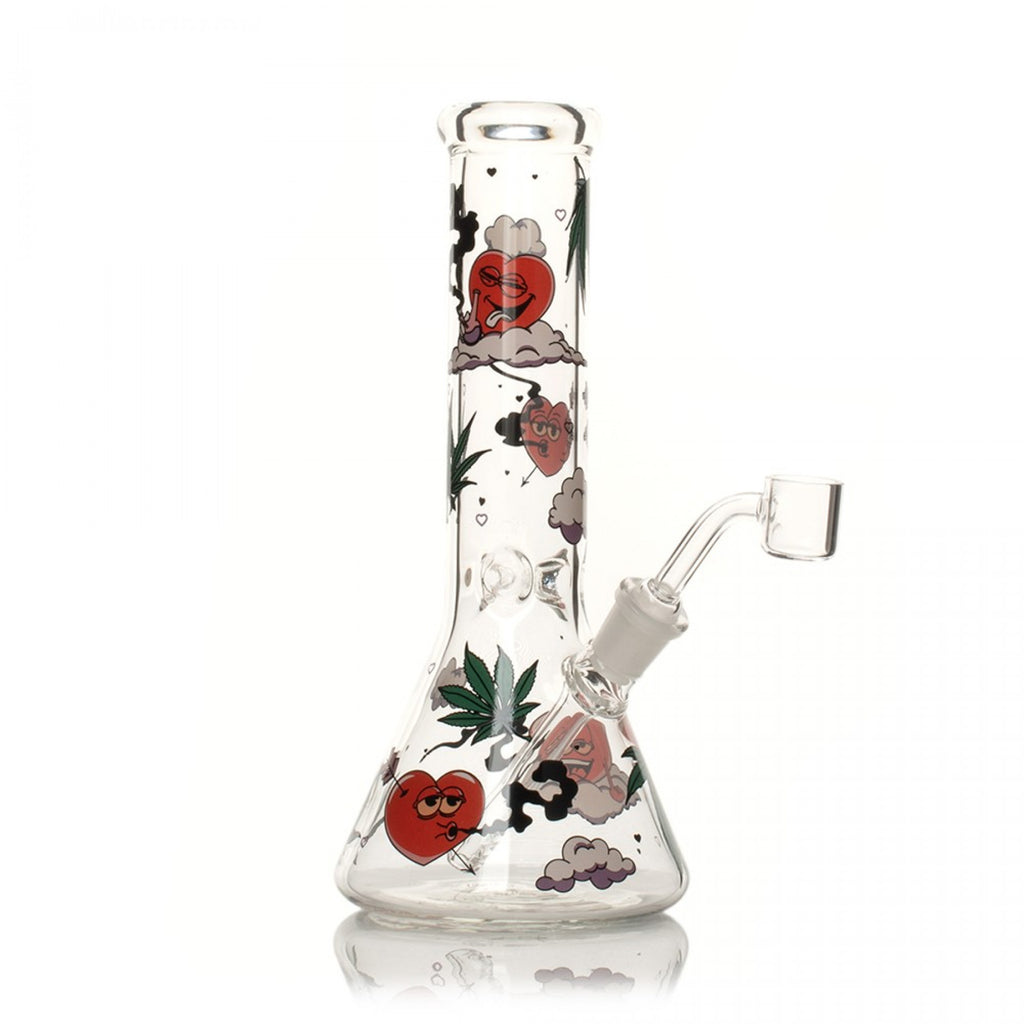 Red Eye Glass 8.5" Smokin' Hearts Concentrate Rig