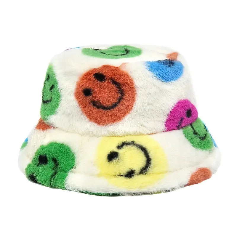 Happy Face Fuzzy Bucket Hat