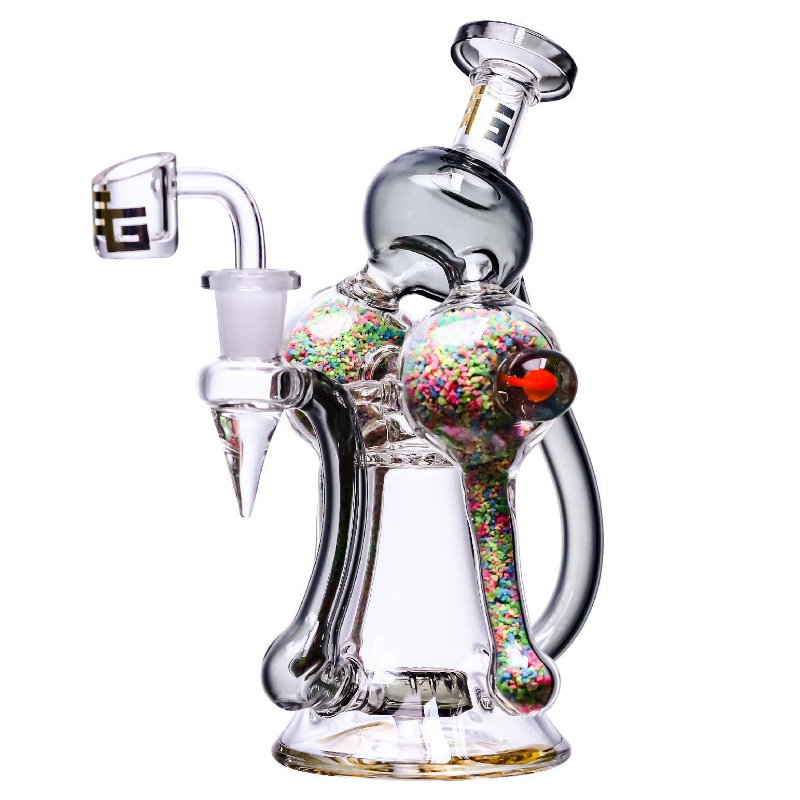 8'' GOLDEN GRASS GLOW IN THE DARK RECYCLER GLASS RIG