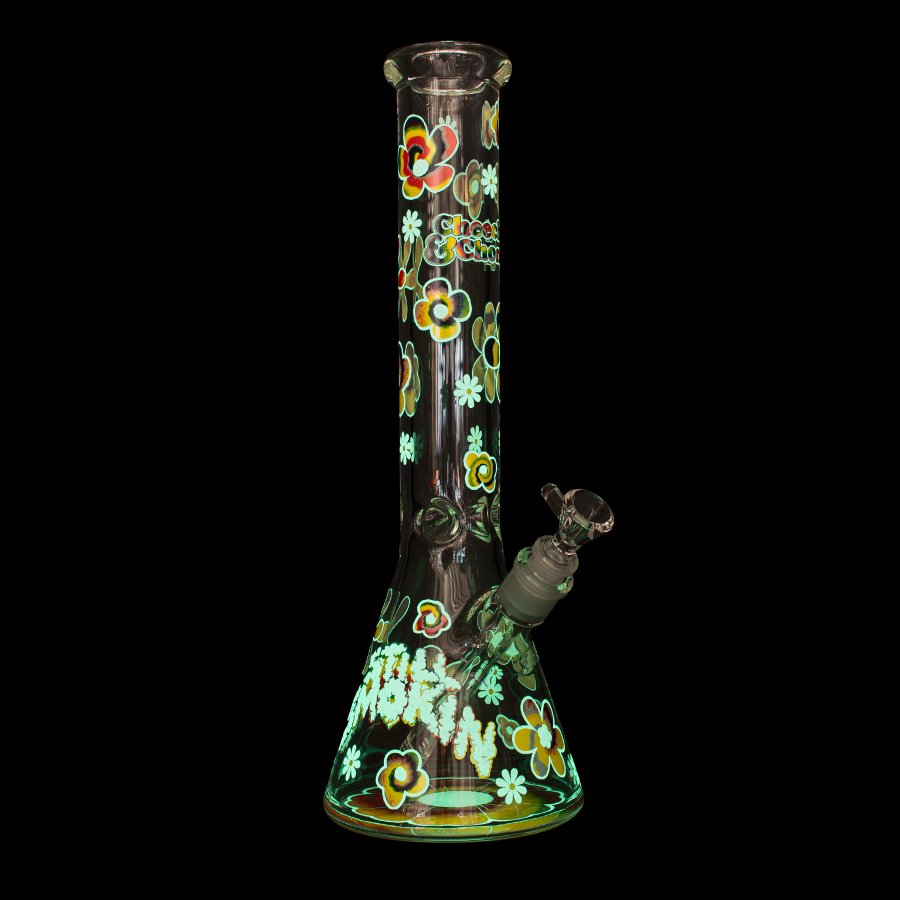 Cheech & Chong Glass Tie Dye Glow-in-the-Dark Beaker Bong