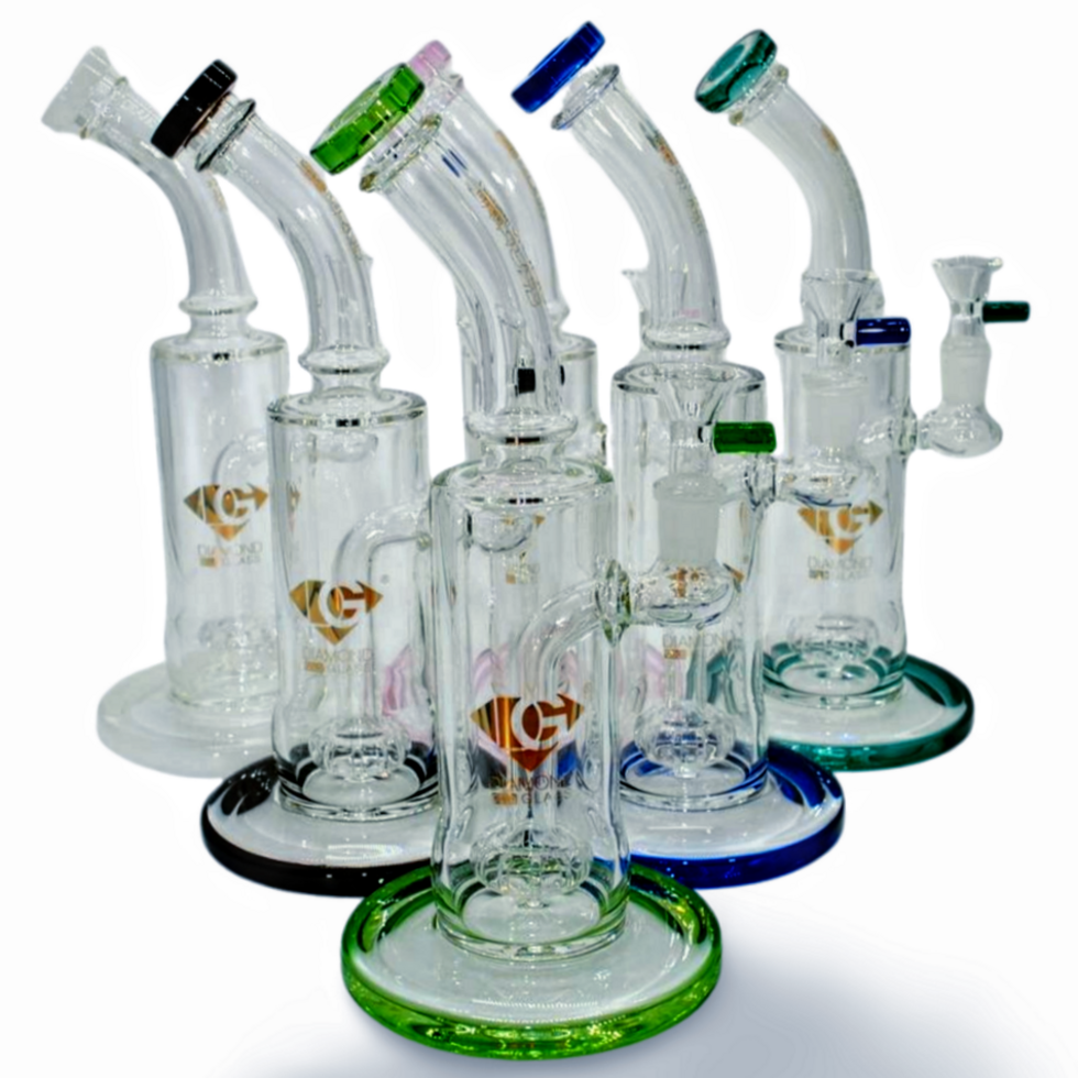 Diamond Glass 8.5" Bent Neck w/ Shower Head