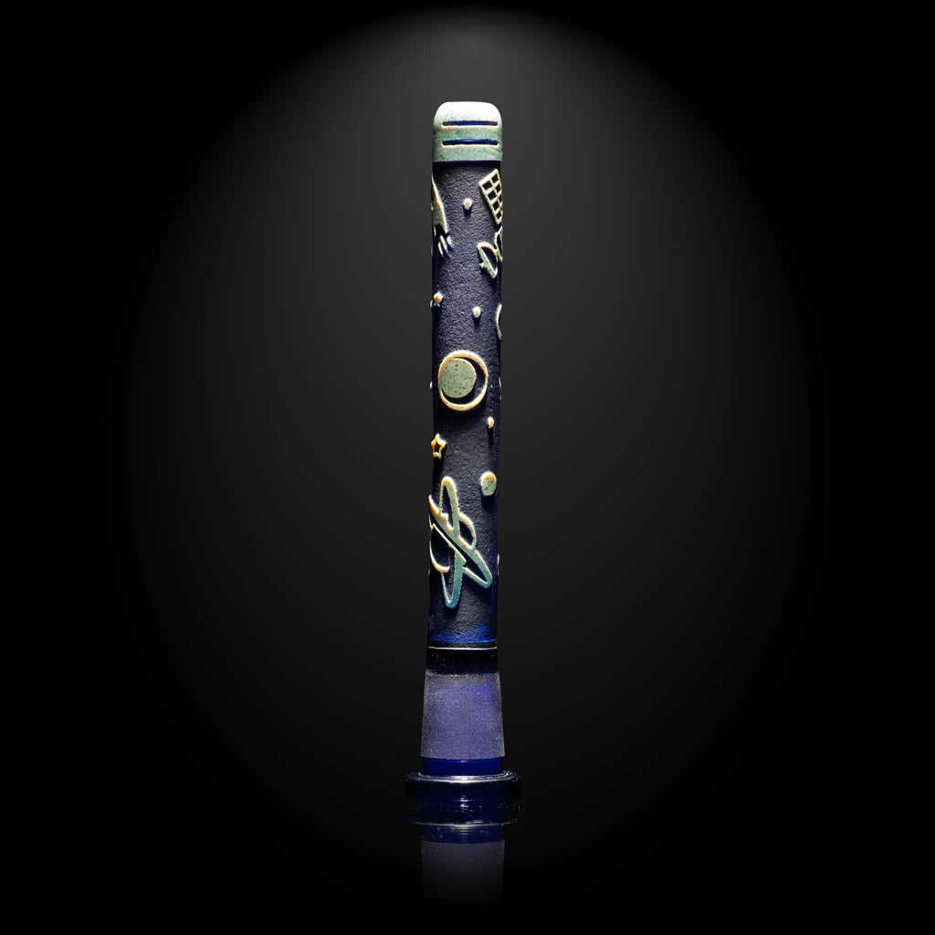 Space Odyssey in Color 6″ Dark Blue and Silver Frit Downstem