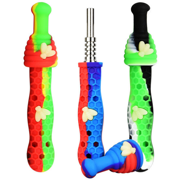 Silicone UV Honeybee Vapor Straw w/ Cap - 6.5"