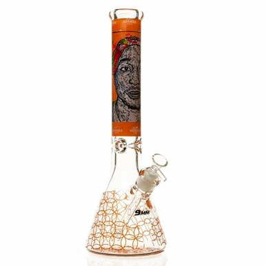 Orange Icons Glass Bong