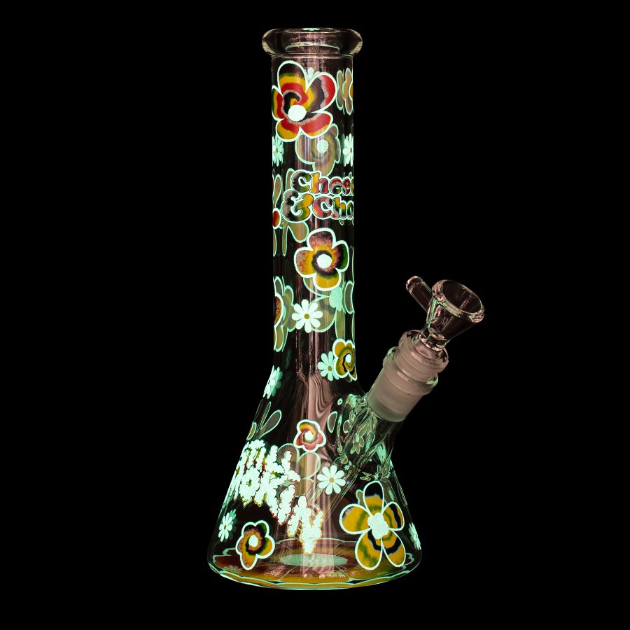 Cheech & Chong Glass Tie Dye Glow-in-the-Dark Beaker Bong