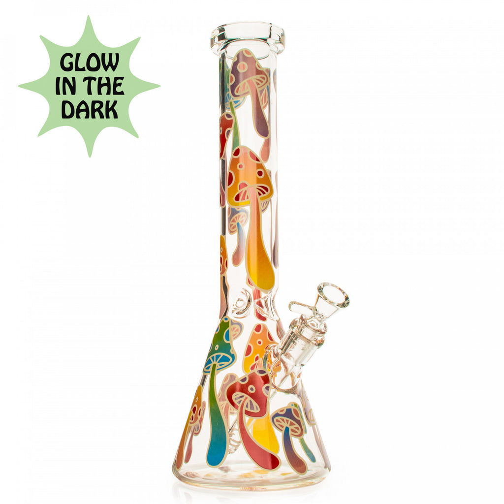 Red Eye Glass 15" Glow-in-the-Dark Mushroom Magic Beaker Bong