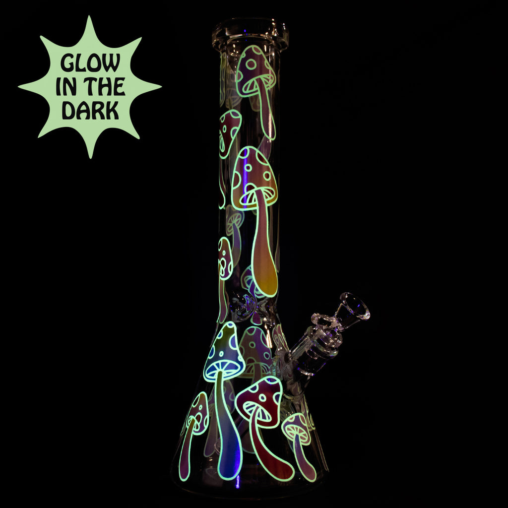 Red Eye Glass 15" Glow-in-the-Dark Mushroom Magic Beaker Bong