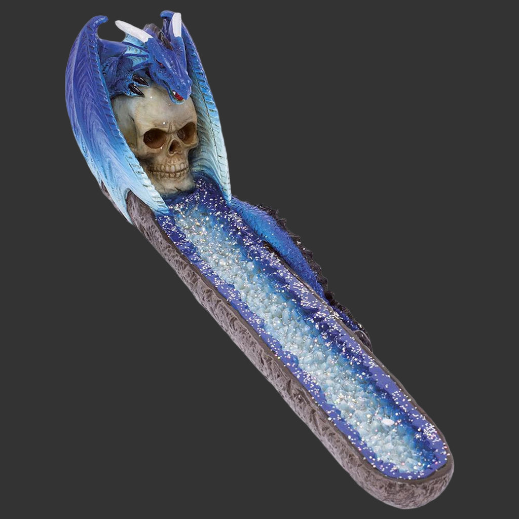 Fujima Blue Dragon Skull Crystal 11" Incense Burner