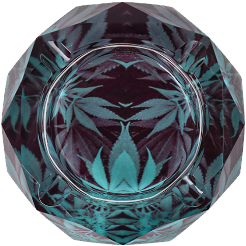 GLASS DIAMOND ASHTRAY - LEAFS